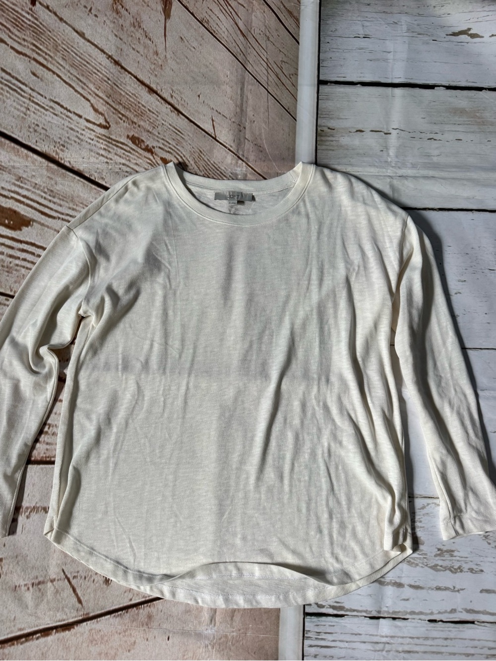 LOFT Cream Long Sleeve Tee